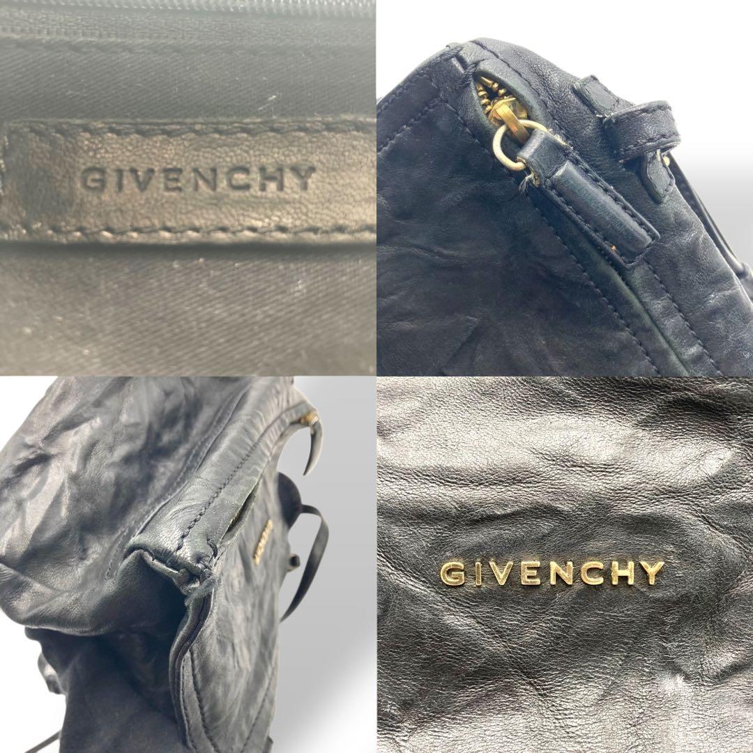 専用 ジバンシー ショルダーバッグ 斜め掛け パンドラ レザーブラック シワ加工