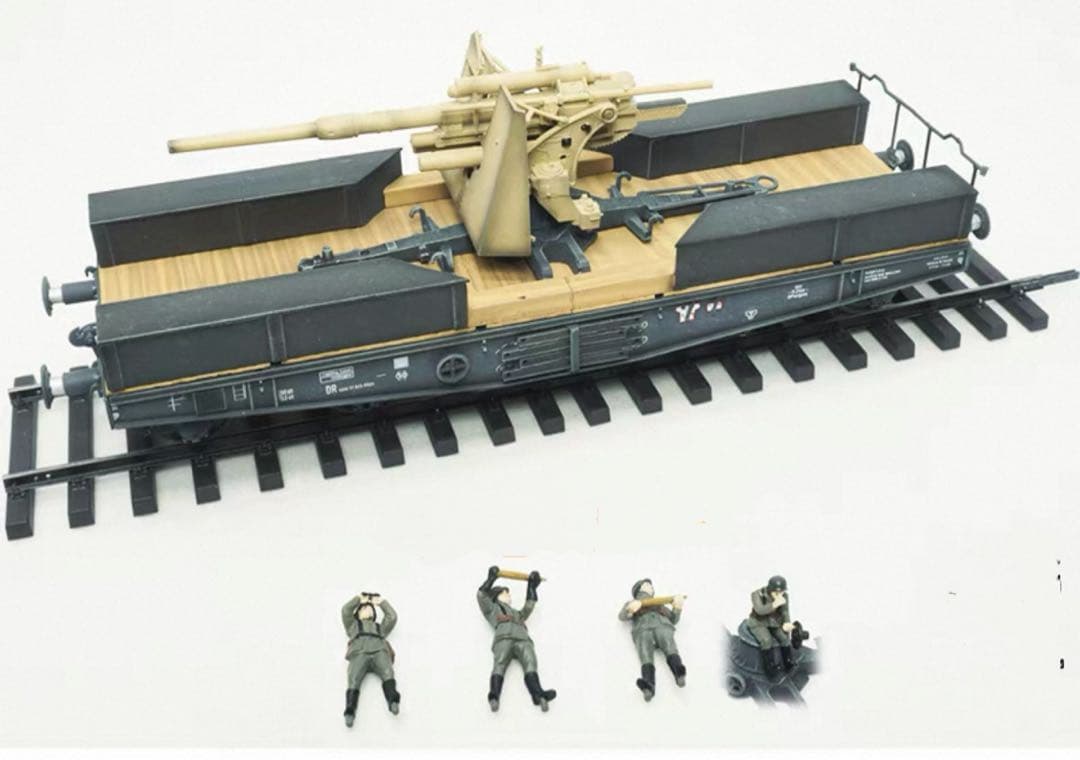 WWⅡ ドイツ軍 防空・防衛88mm対空対戦車砲搭載平貨車 1/72 完成品模型