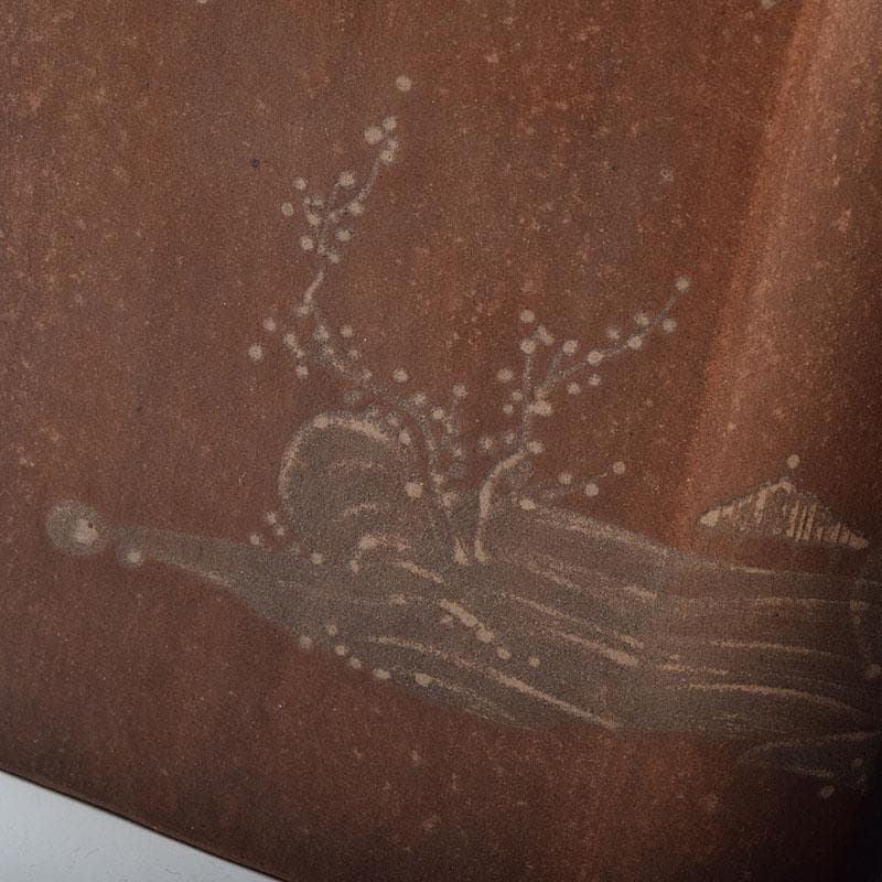 中国　紫砂　朱泥　山水漢詩文　一対　茶入　茶壷　在銘　V　R9473