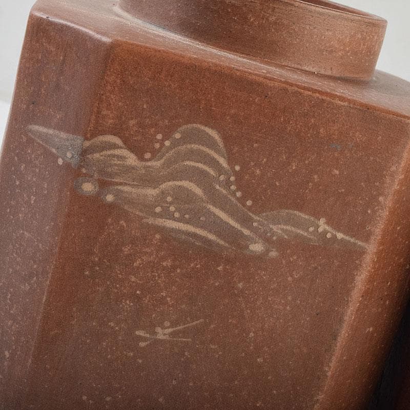 中国　紫砂　朱泥　山水漢詩文　一対　茶入　茶壷　在銘　V　R9473