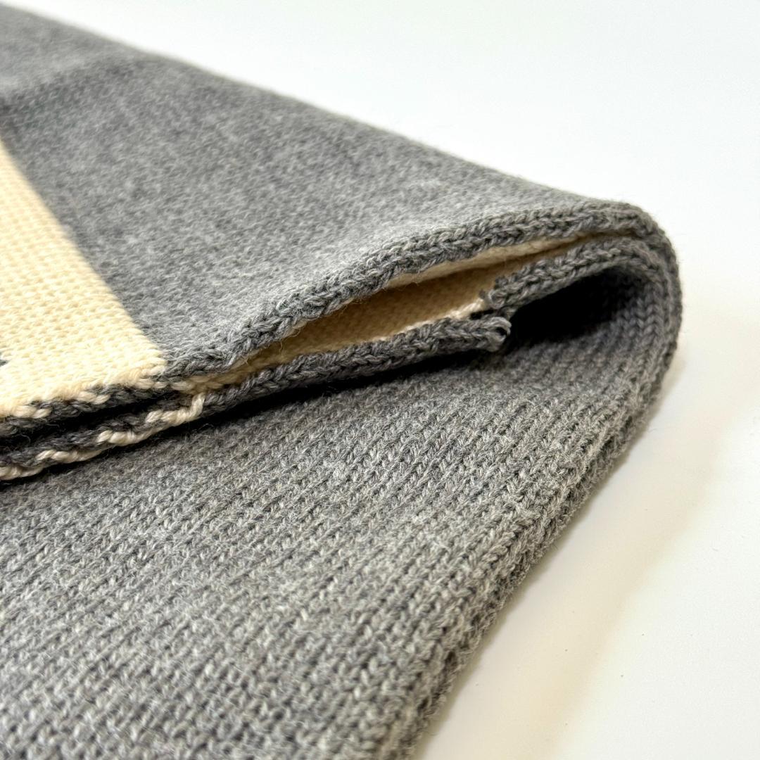 CHANEL シャネル ココマーク ニットマフラー ストール グレー/アイボリー