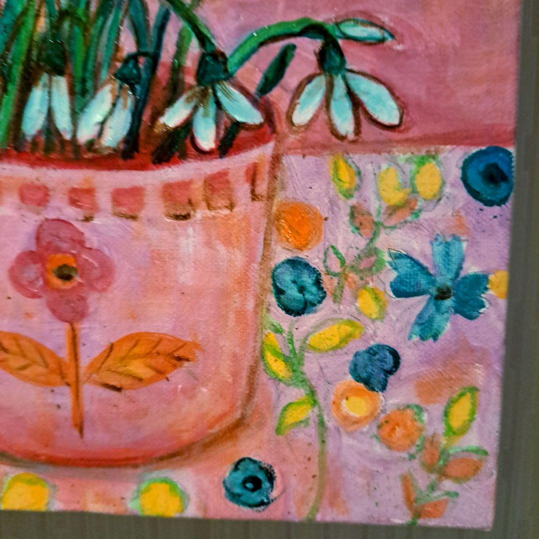 キャンバス油絵　 専用　春を告げる花スノードロップ