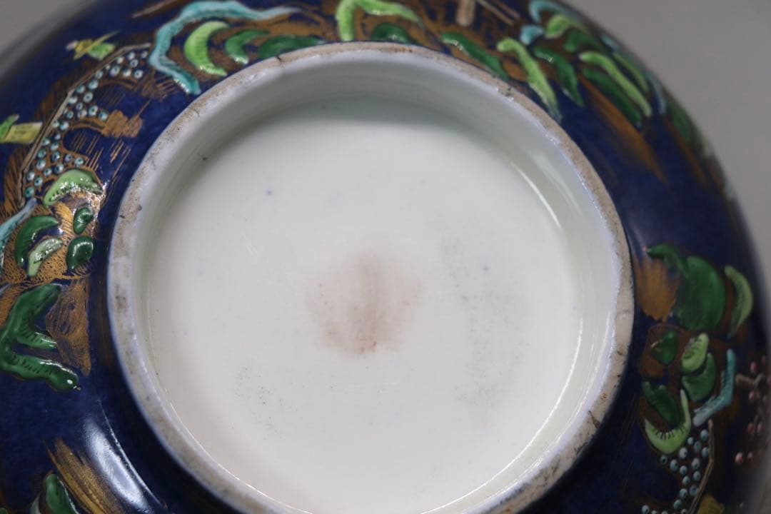 中国　清時代　瑠璃釉粉彩　山水楼閣紋お碗　送料込み1214