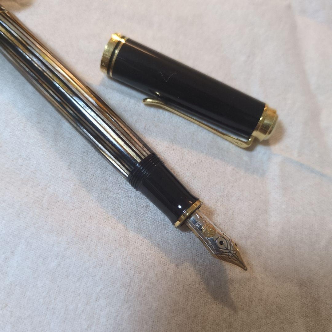 万年筆 Pelican ペリカン 14c 585 f 茶縞