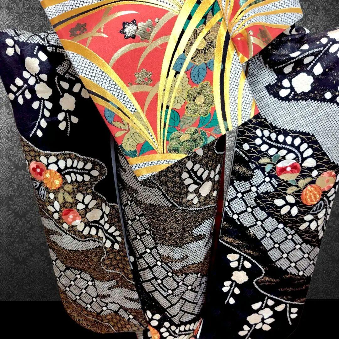 振袖フルセット(8点)・成人式・絞り・手絞り・辻ヶ花・鈴乃屋扱・金駒刺繍・金彩