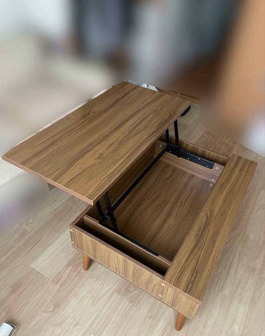 送料込み！昇降式テーブル　ローテーブル　ダークブラウン