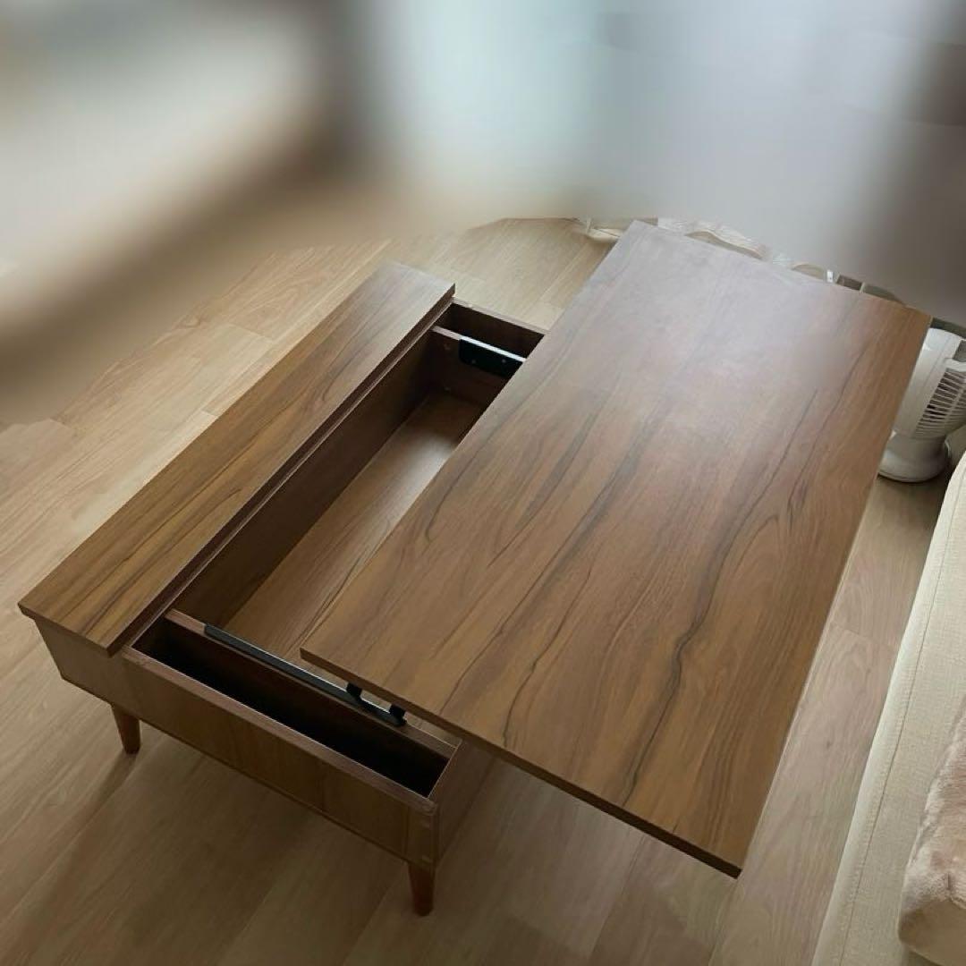 送料込み！昇降式テーブル　ローテーブル　ダークブラウン