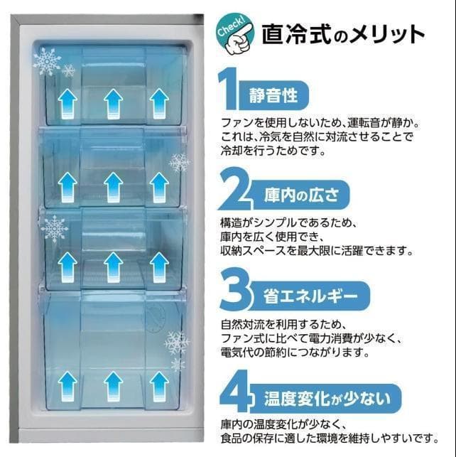 訳あり　冷凍庫家庭用60Lスリム ノンフロン セカンド冷凍ストッカー直冷式