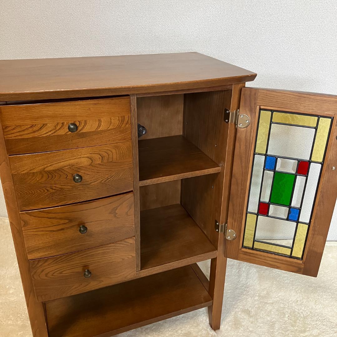 曙工芸　オーロラ3022　キャビネット　サイドボード　ステンドグラス