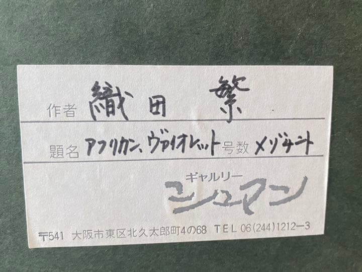 織田 繁　題名　アフリカン　ヴァイオレット　メゾチント　銅版画