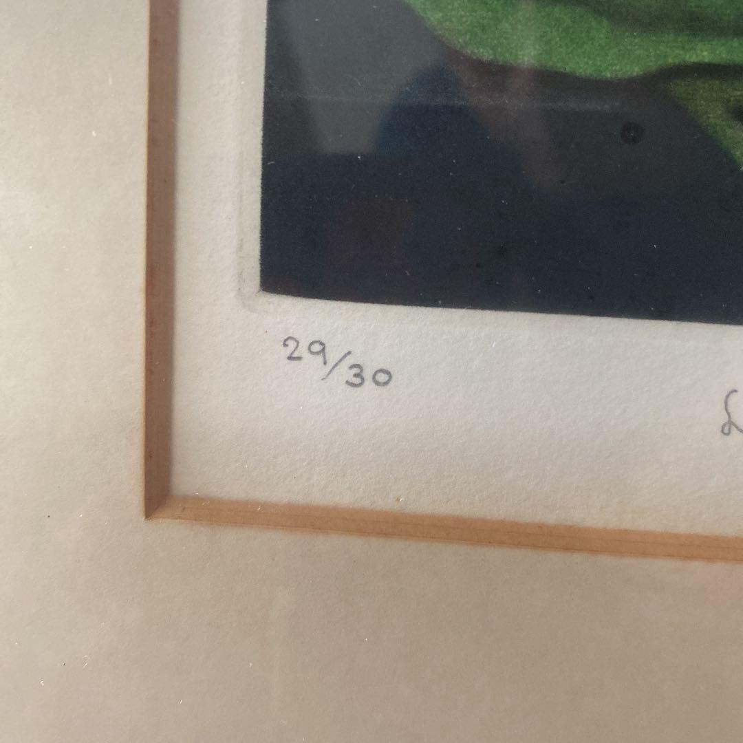 織田 繁　題名　アフリカン　ヴァイオレット　メゾチント　銅版画