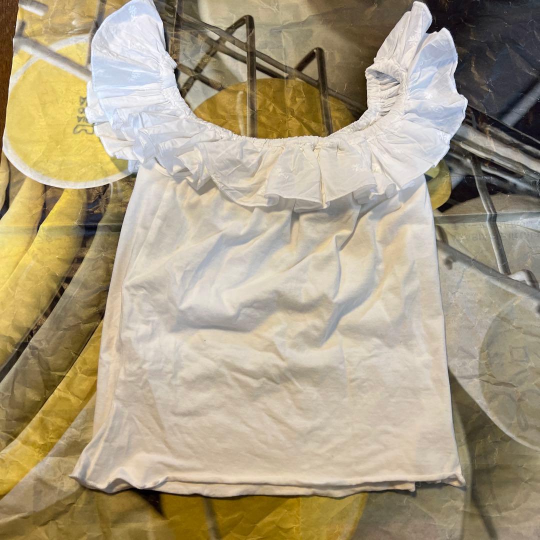 D&G COLUMBIA フリルタンクトップ ホワイト オフショルダー