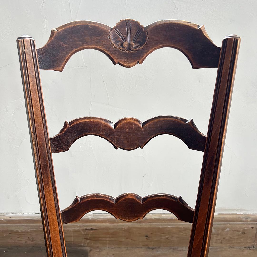 フランスアンティーク ラッシュシートチェア 波型貫 ウェーブ 籐張り ラタン