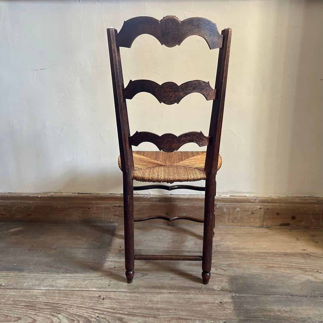フランスアンティーク ラッシュシートチェア 波型貫 ウェーブ 籐張り ラタン