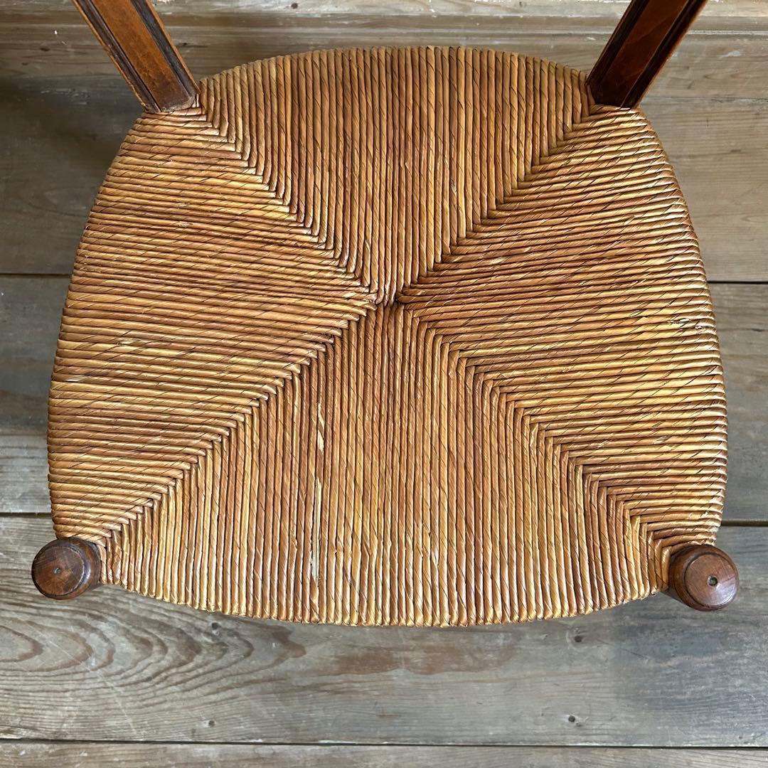 フランスアンティーク ラッシュシートチェア 波型貫 ウェーブ 籐張り ラタン