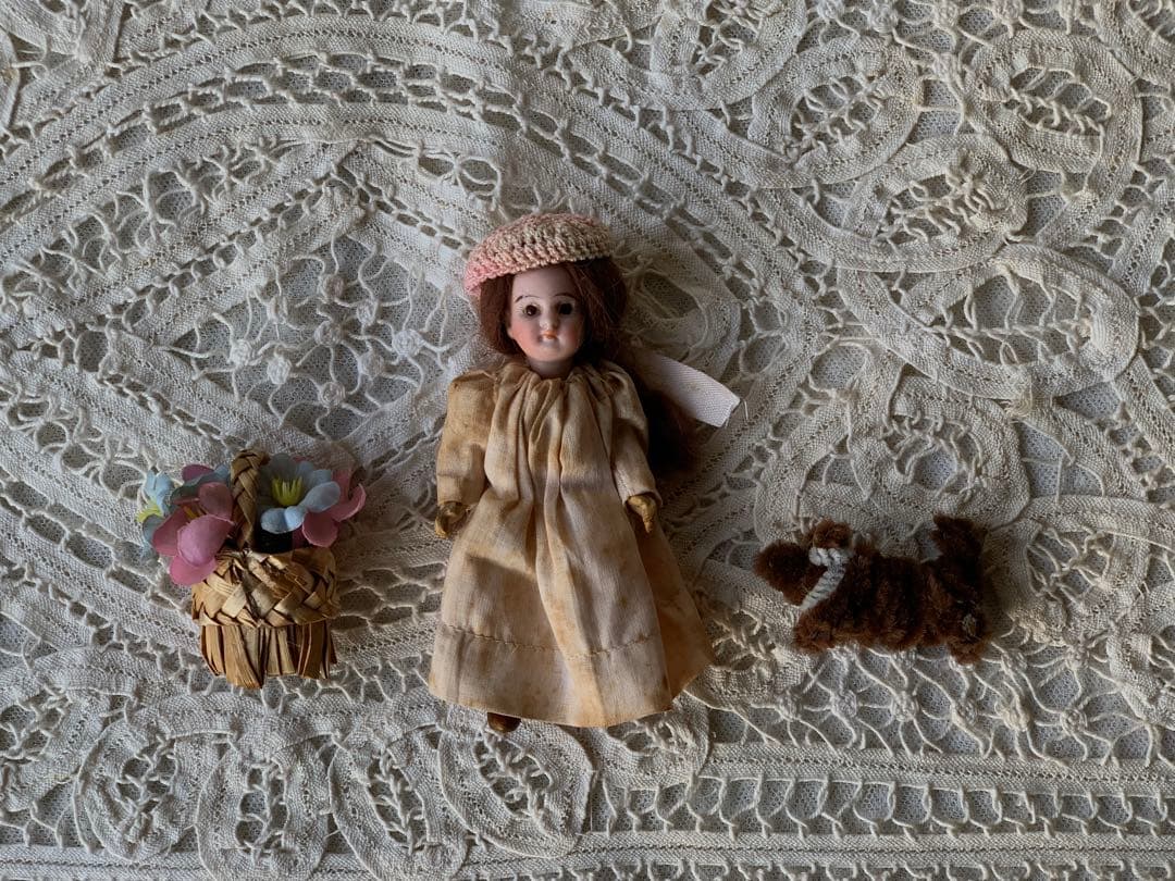 フランスアンティーク 希少 フレンチミニョネット ビスクドール 小物セット