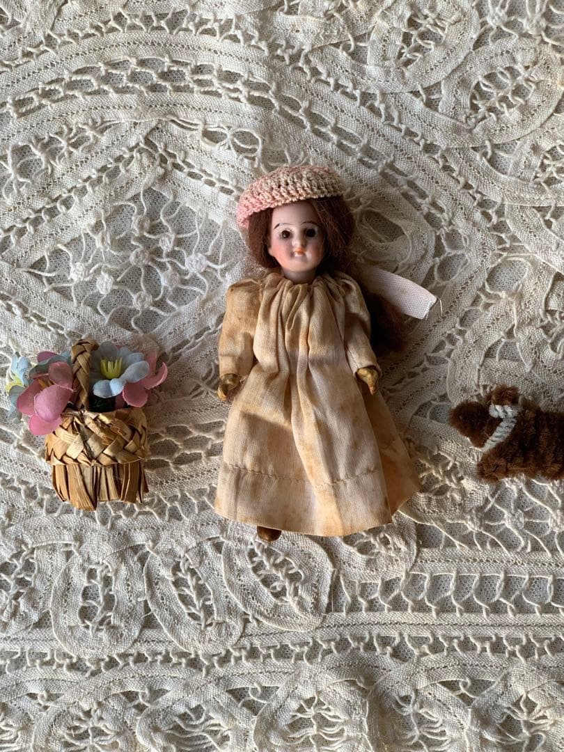 フランスアンティーク 希少 フレンチミニョネット ビスクドール 小物セット