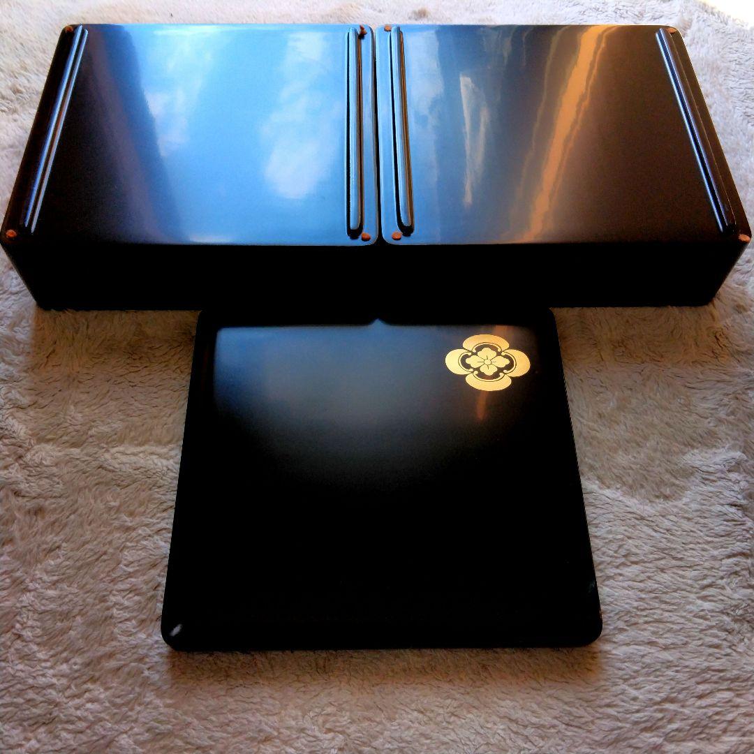 黒塗 二段重箱 漆黒 内朱塗 本漆 金彩 木製懐石 輪島塗 会津塗 好きな方へ