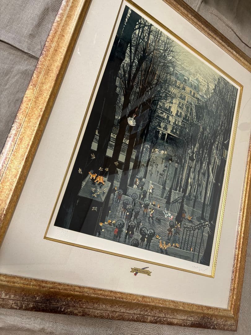 ヒロ ヤマガタ 「モンマルトルの雨傘」サイン　エディション 美品