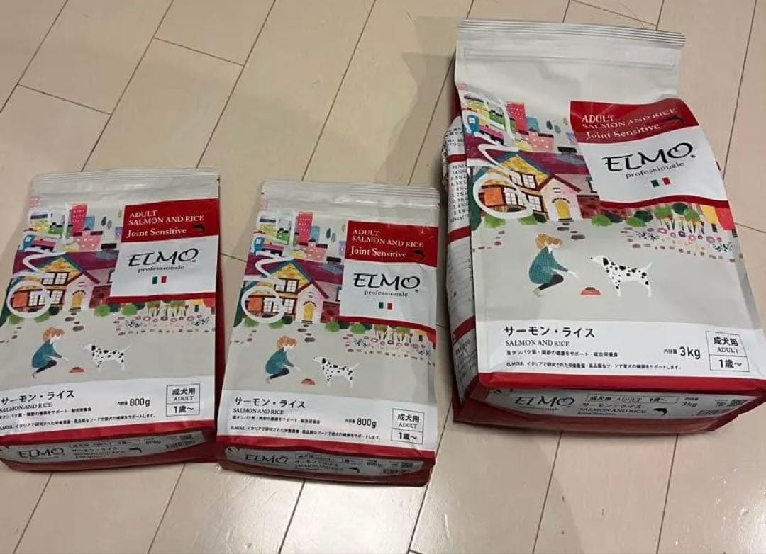 4.6kg ELMOサーモン・ライス ドッグフード 3kg×1袋 800g×2袋