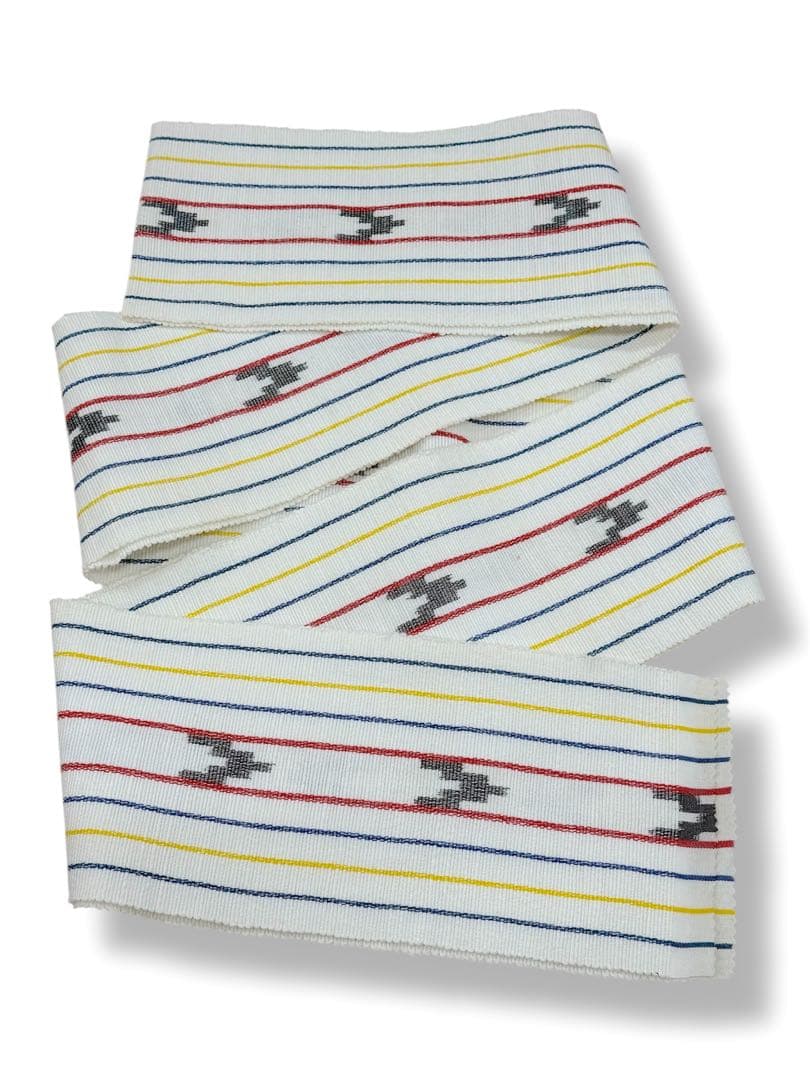 竺仙　半幅帯　手織り　琉球かすり　綿100%