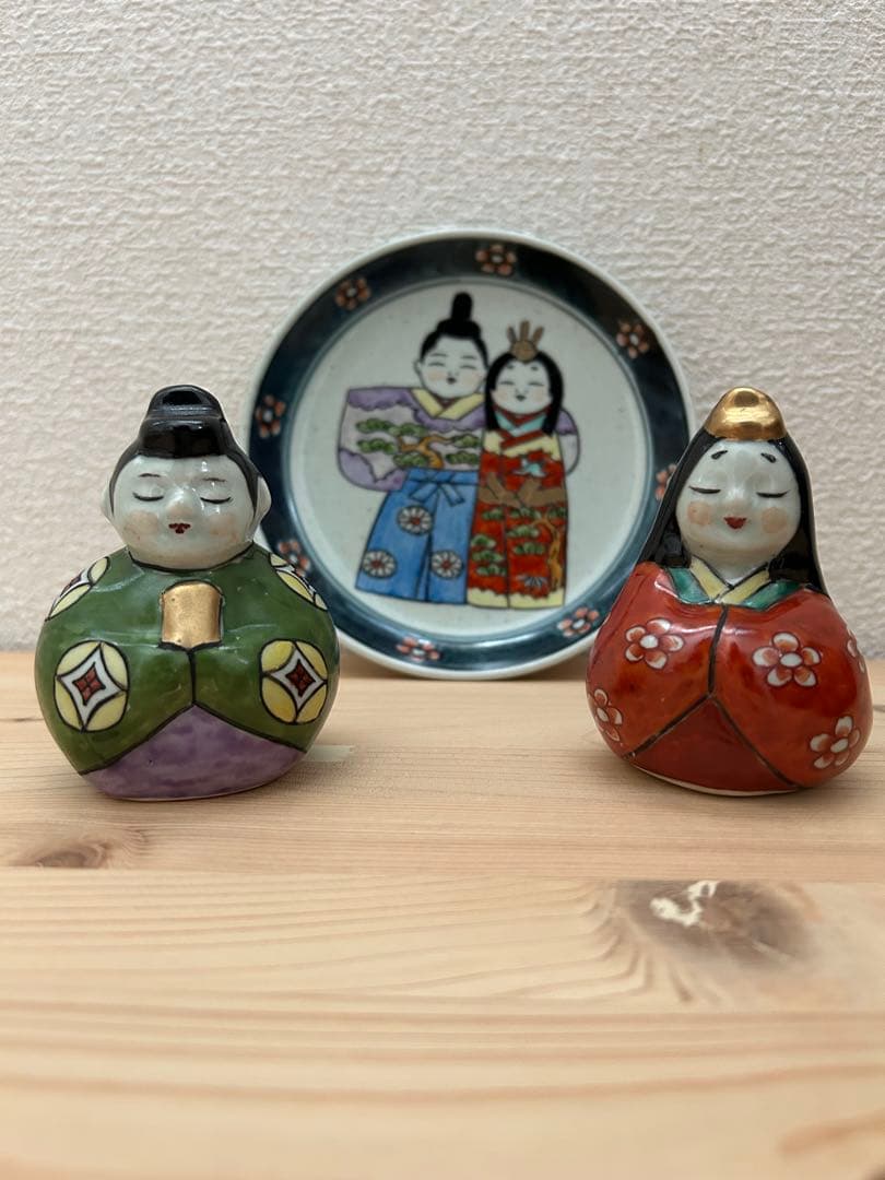 有田焼 円左エ門 雛人形 立雛 ペア 高さ約8cm｜陶器 ひな飾り 置物