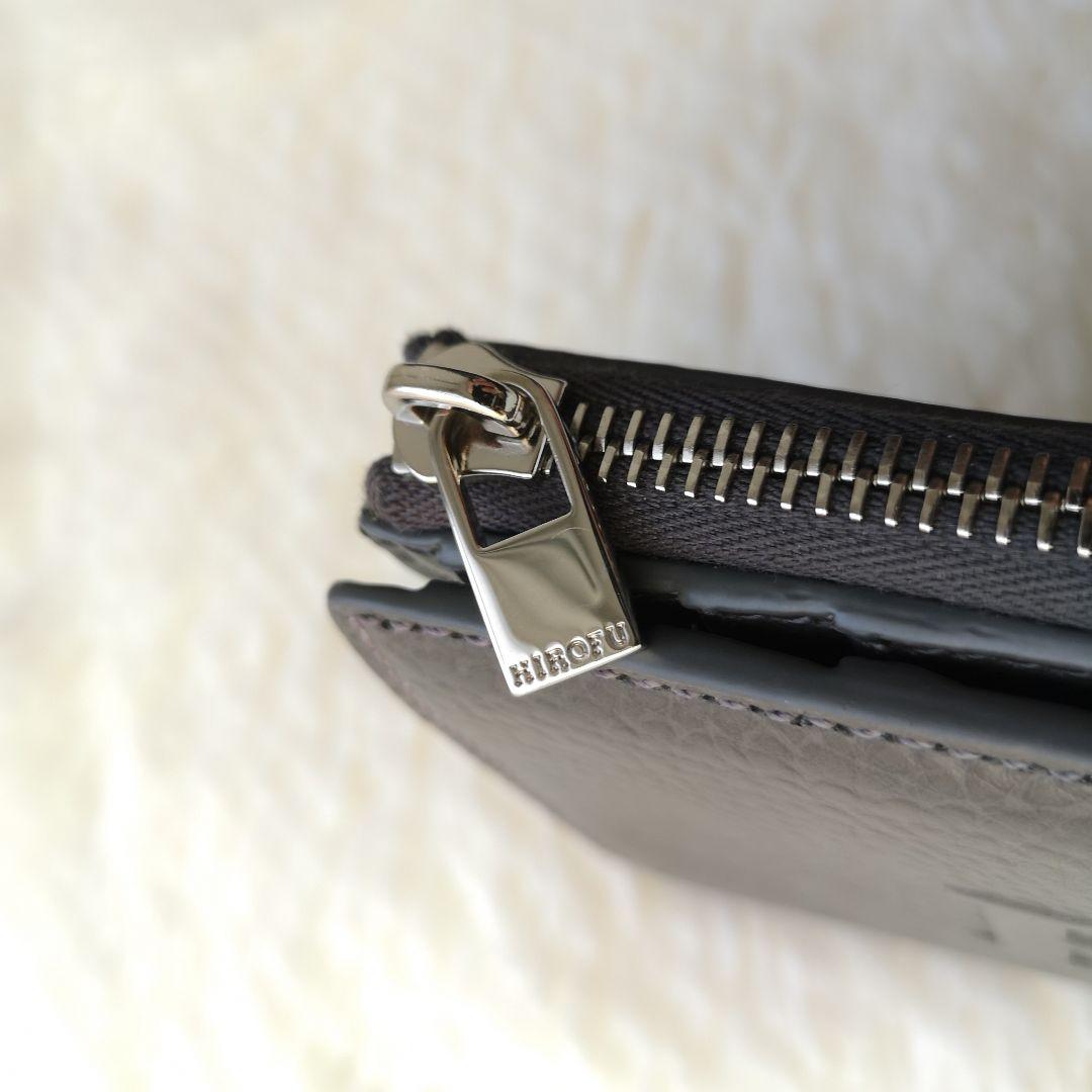 美品 HIROFU ソープラ ２つ折り財布 人気 グレー 付属品有り