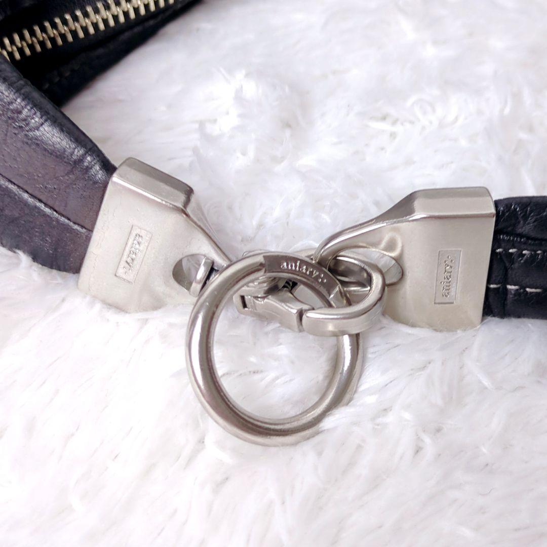 アニアリ aniary 2way ハーフムーン　トートバッグ レザー 黒 A4