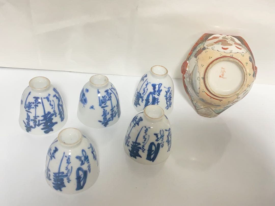 煎茶道具 急須 湯呑 染付 骨董