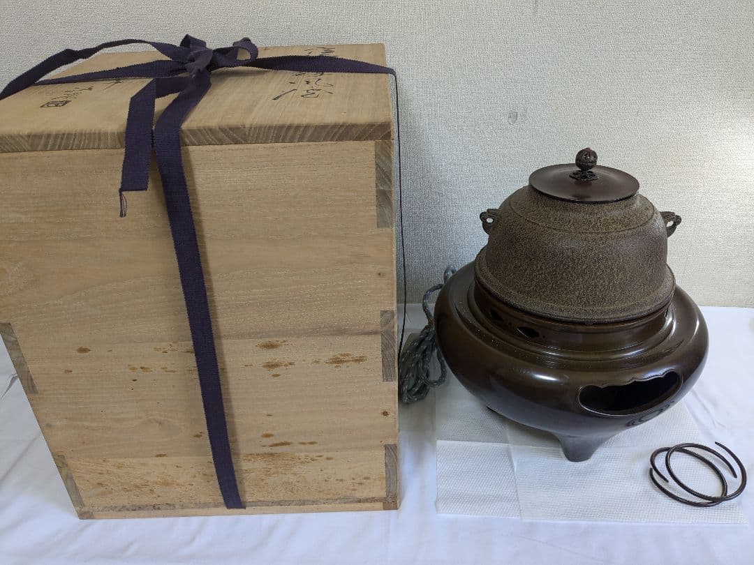 茶道具 野々田商店 電気風炉釜 政光 茶釜 共箱付き