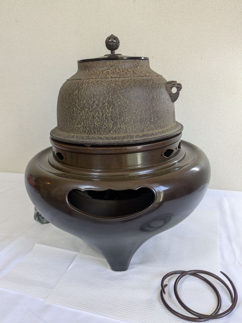 茶道具 野々田商店 電気風炉釜 政光 茶釜 共箱付き