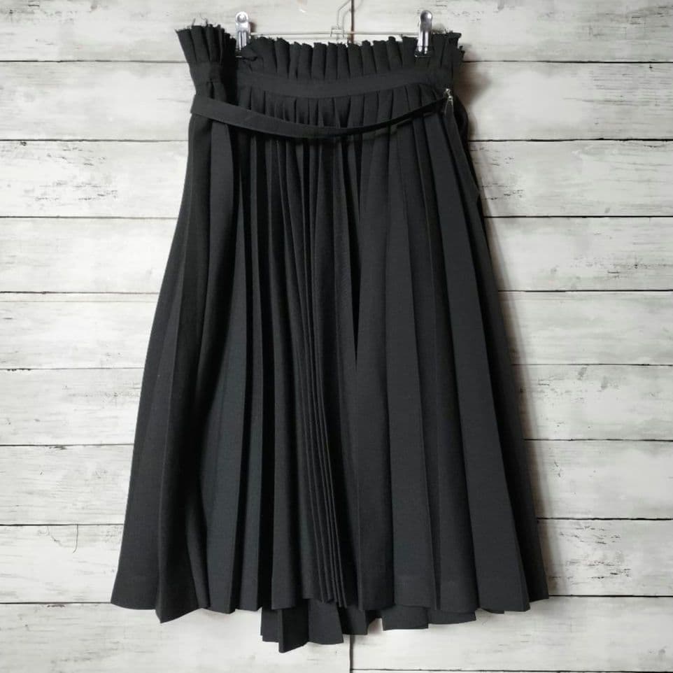 ジュンヤワタナベコムデギャルソン ひざ丈ラップスカート プリーツ 黒