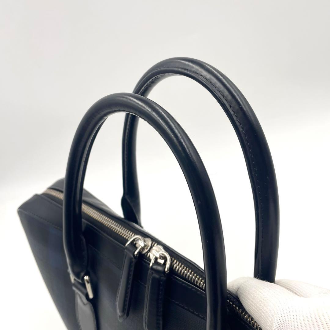 【極美品】バーバリー ロンドンチェック ビジネスバッグ 2way A4可ネイビー