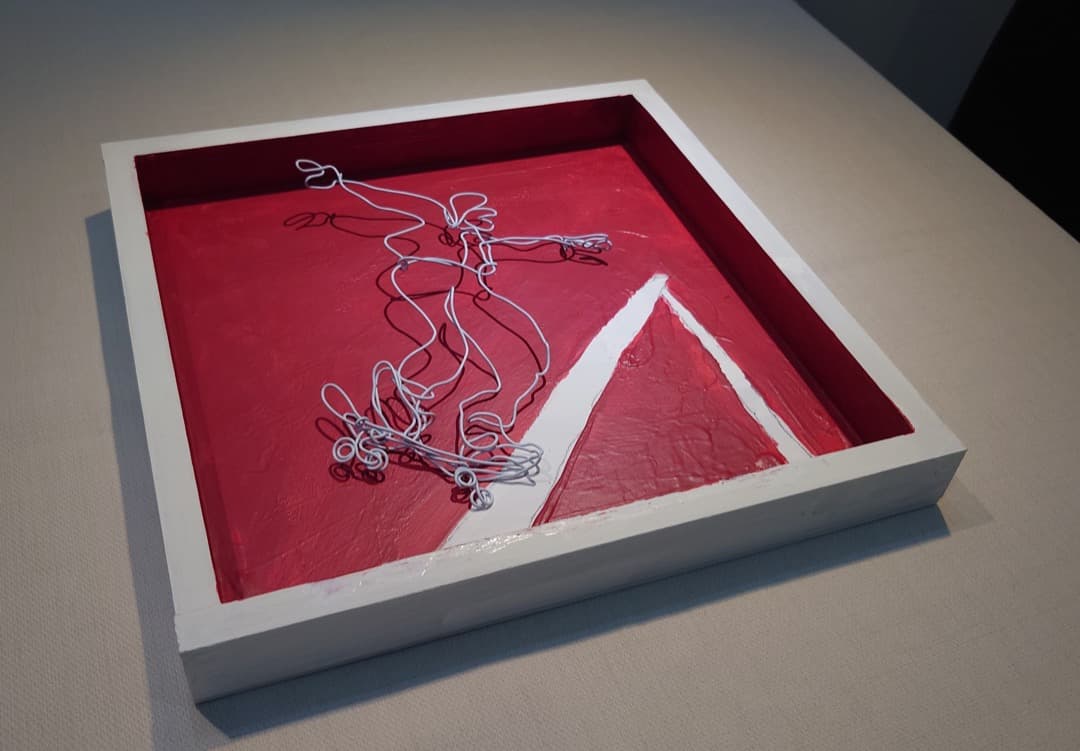 イラストレーター 田中靖夫 2023年 新作 針金アート スケボー 原画