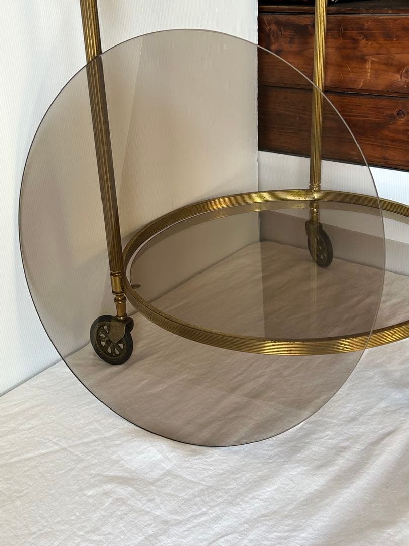 ヴィンテージ　ガラスサイドテーブル　レトロモダンクラシック　ワゴン　アンティーク