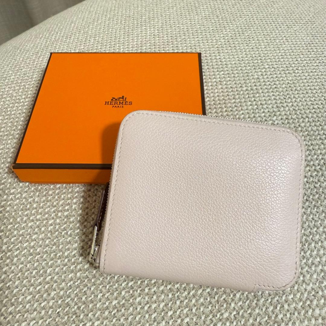 HERMES ライトピンク レザー ケース