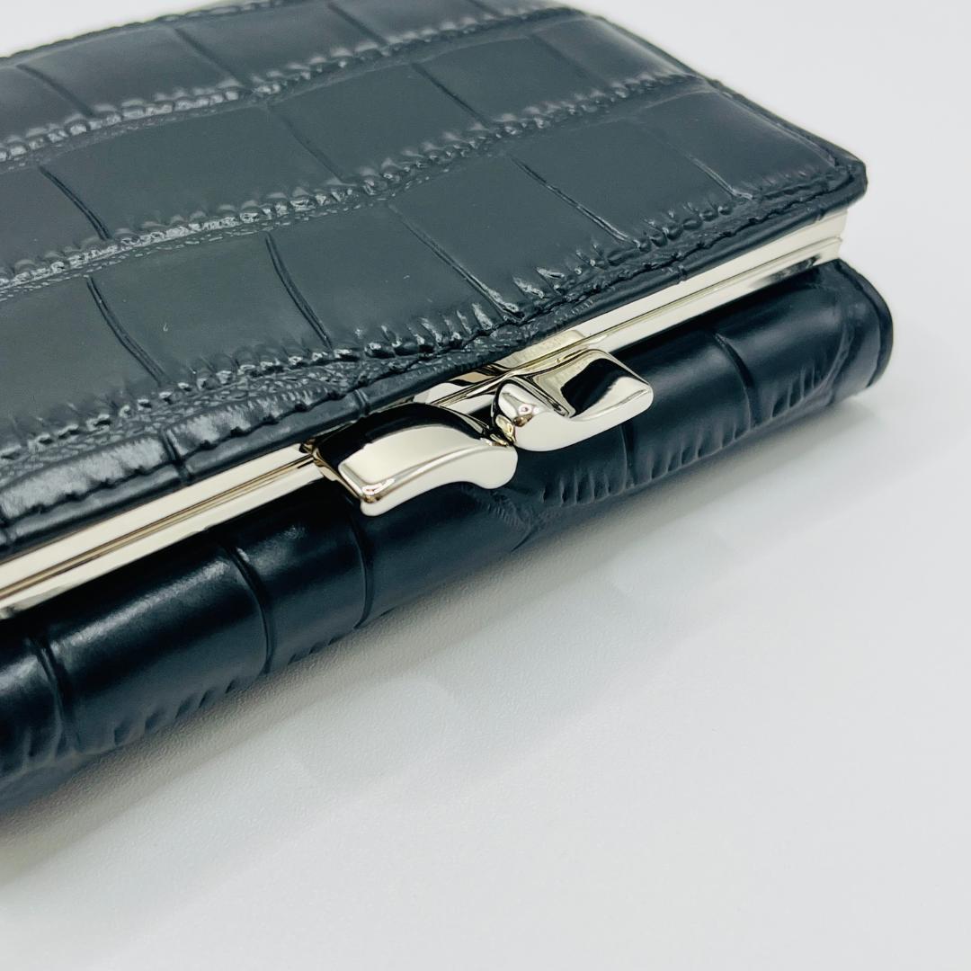 Vivienne Westwood 特価 がま口 定番 折財布 黒 ウロコ柄