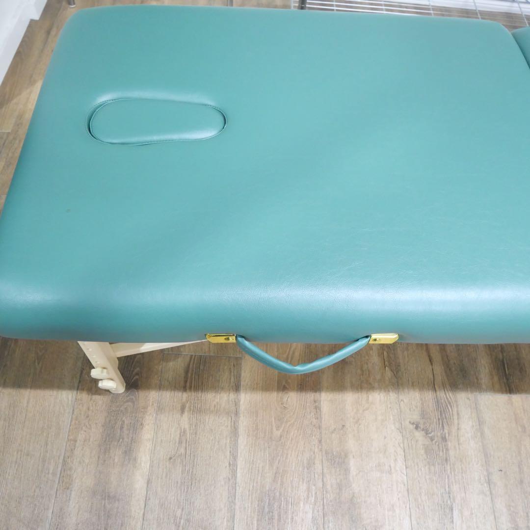高田製作所　ベッド グリーン穴付きマッサージテーブル 折り畳み