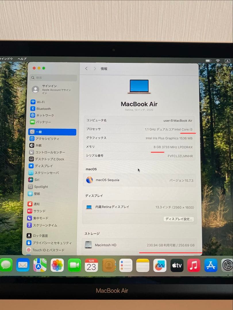 MacBook Air 2020 Apple MacBook本体　充電器付