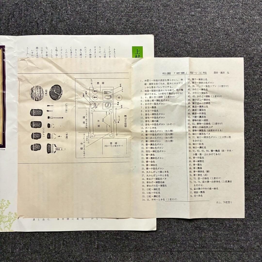 美品 上村松園「わか葉」手摺木版画 モモセ版画美術 証明シール有 近代美人画