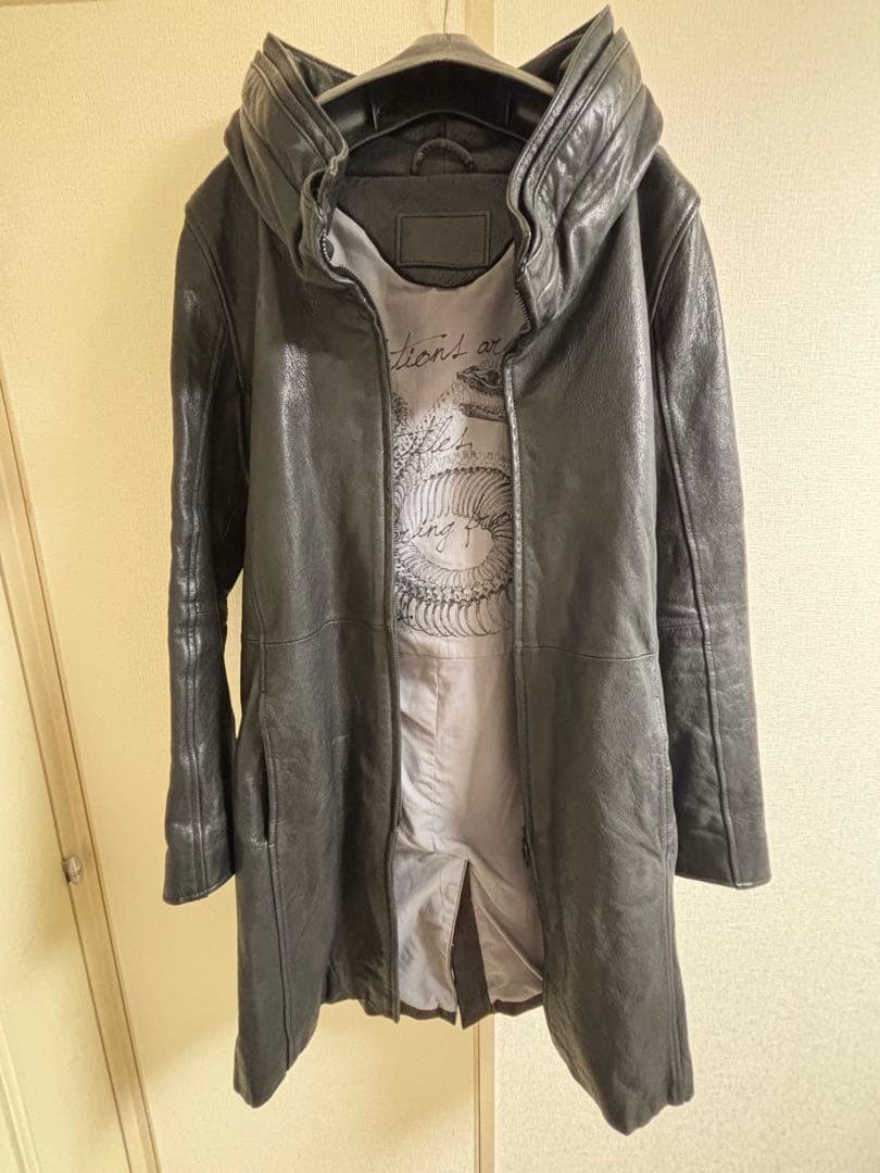 MIDAS レザー　ライダース　ロングジャケット　コート 黒