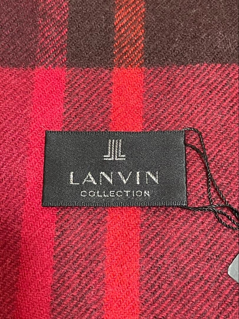 LANVIN COLLECTION チェック柄マフラー レッド