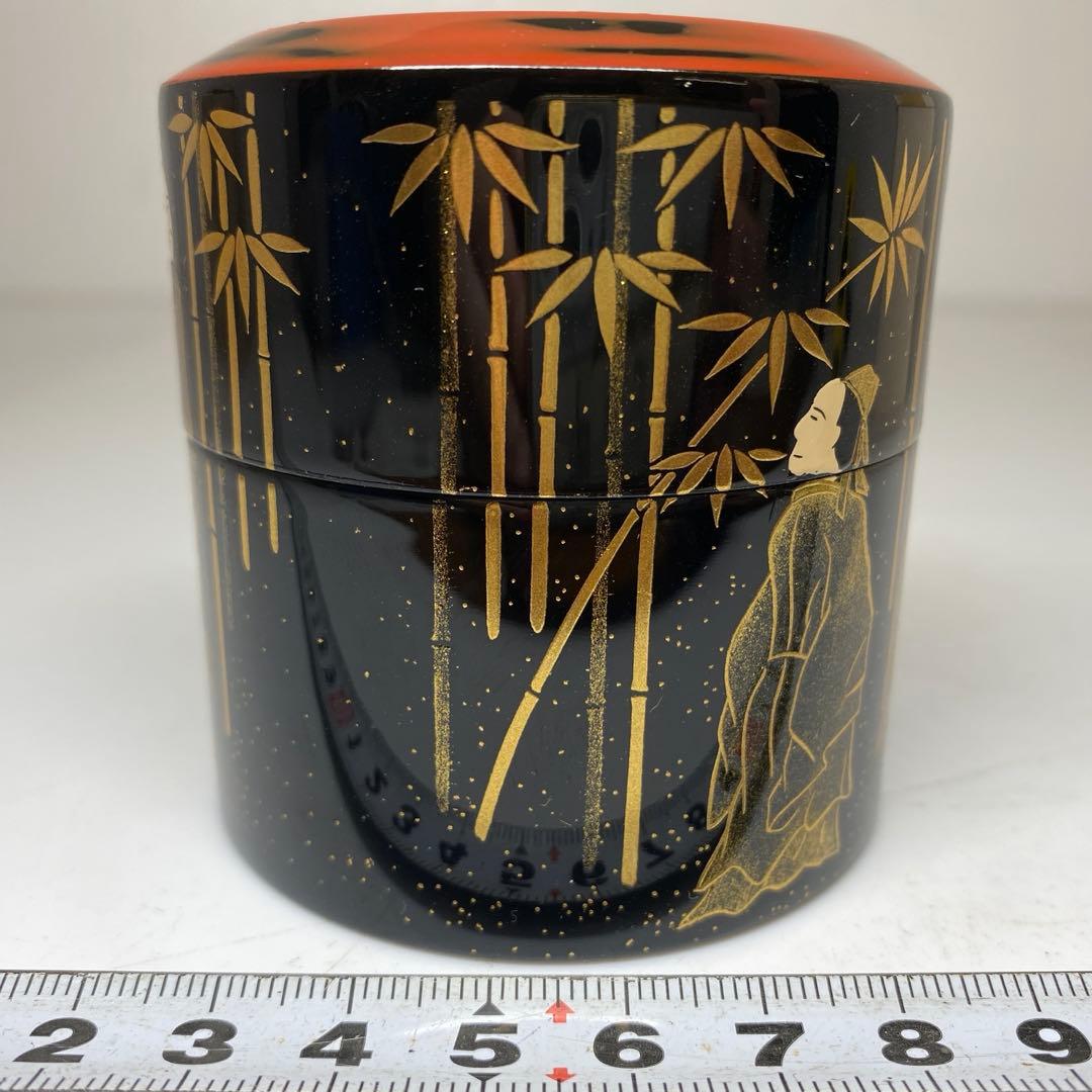 祥雲造　七賢人蒔絵面根来塗　茶器　棗　高さ7cm 東N7-1007☆2F