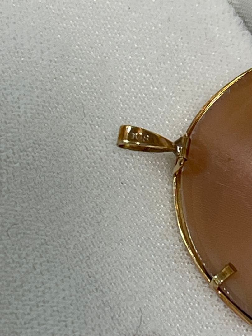 シェルカメオ18kブローチ、ペンダント2way