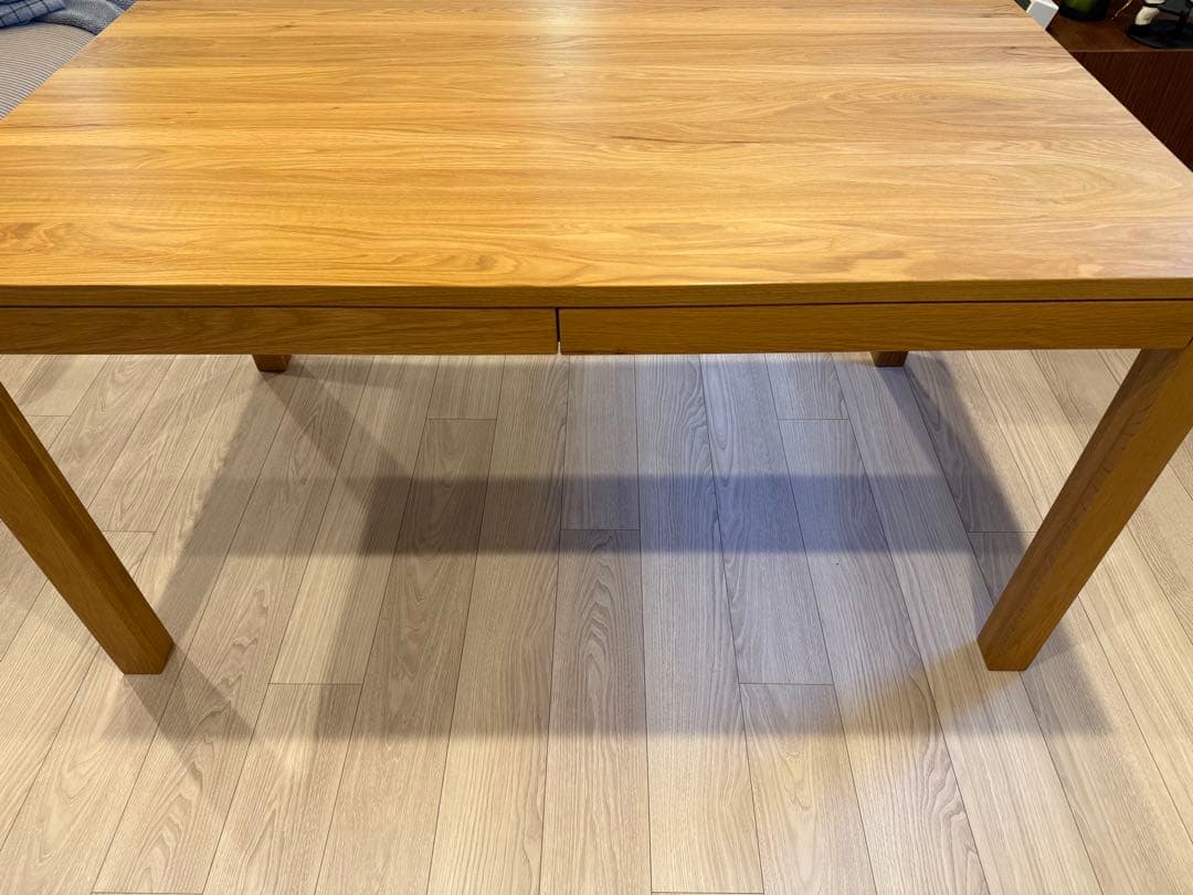 【無印良品】MUJI 木製ダイニングテーブル（引出付）／オーク材／幅１４０ｃｍ