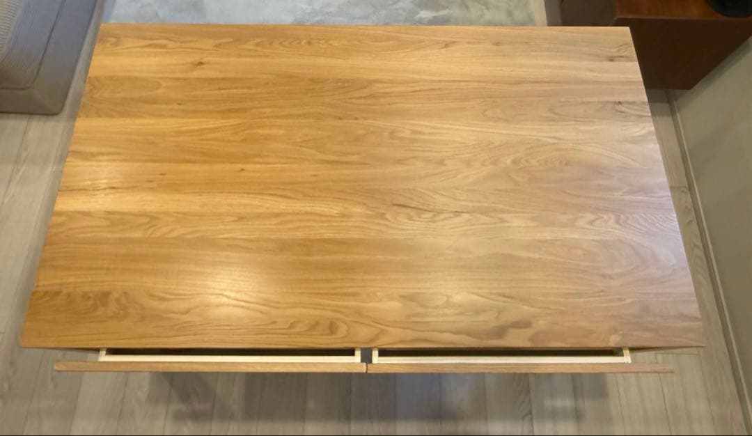 【無印良品】MUJI 木製ダイニングテーブル（引出付）／オーク材／幅１４０ｃｍ