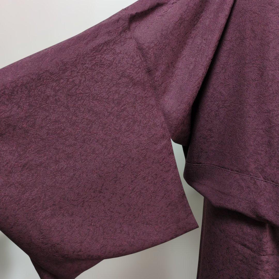 付下げ ワインレッド 花柄刺繍着物とお太鼓柄の帯セット