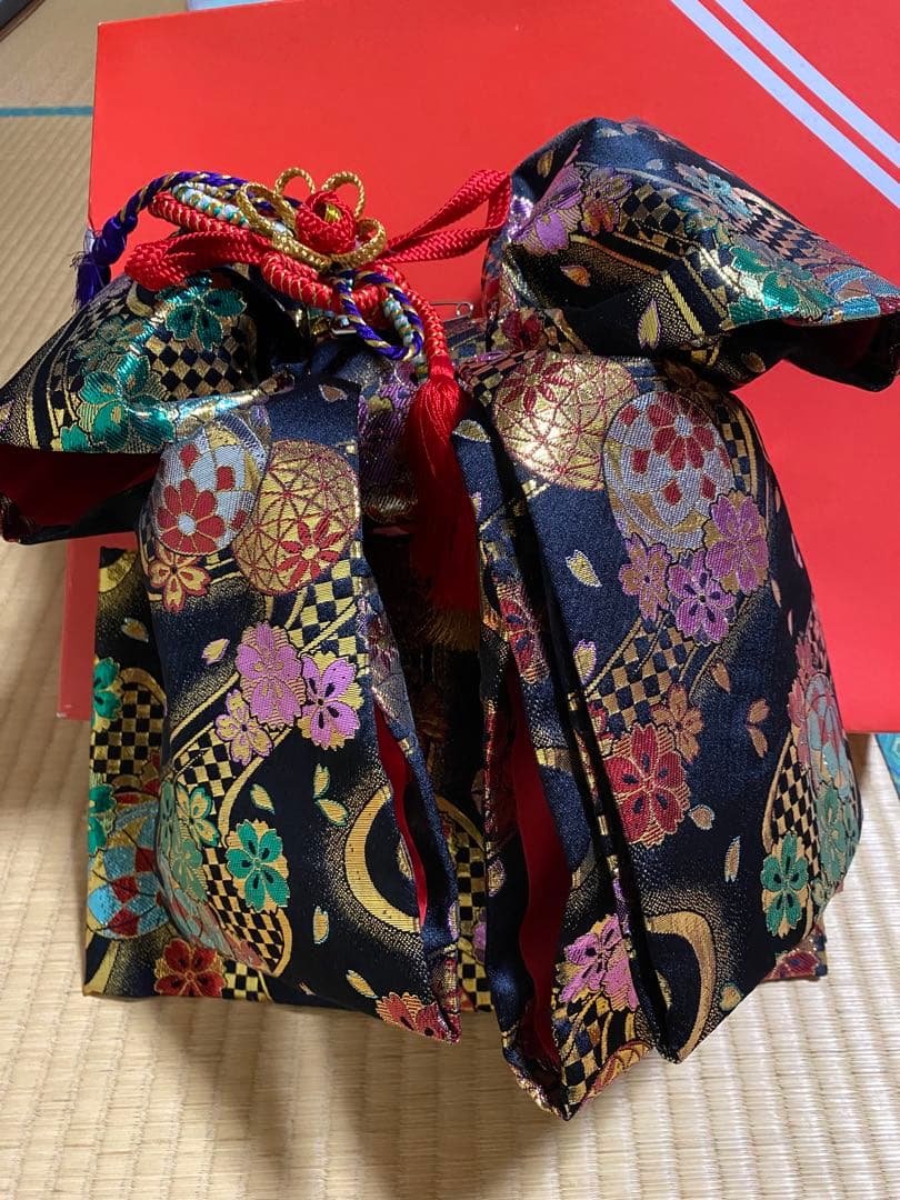 七五三　7歳　作り帯　結び帯　帯　ハコセコセット　黒系　草履　和装バック　超美品