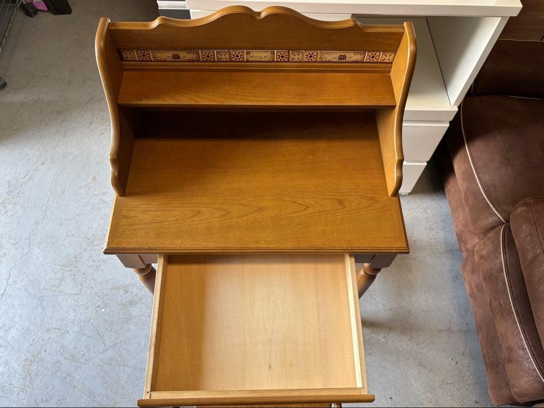 むぅKARIMOKU レトロ アンティク デスク＆椅子、木製、2点セット