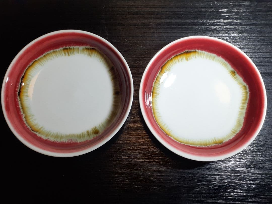 有田焼 馬場 九洲夫作 染錦　辰砂柚　真右エ門窯　銘々うつわ 真右ェ門窯